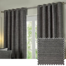Paoletti Jupiter Chenille Jacquard Eyelet Curtain Pair Graphite (W)168Cmx (D)137Cm - thumbnail 1