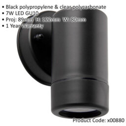 Outdoor Ip44 Spot Downlight - Dimmable 7W Gu10 Led - Black Wall & Clear Pc - thumbnail 2