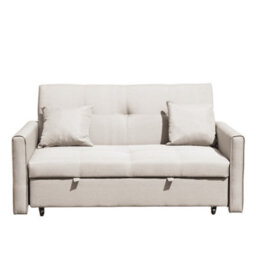 Home Source Charleston Extra Wide 2 Seater Linen Beige Double Sofa Bed - thumbnail 3