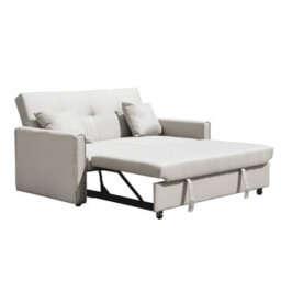 Home Source Charleston Extra Wide 2 Seater Linen Beige Double Sofa Bed - thumbnail 6