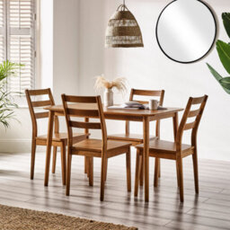 Furniturebox Uk Lynton Small Walnut Colour Wooden Dining Table & 4 Dining Chairs