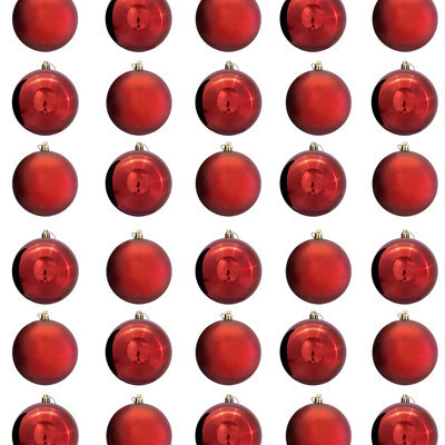 Christmas Tree World 10Cm Red Bauble Set Shiny/matt (40 Pc) - image 1