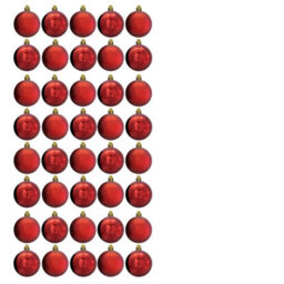 Christmas Tree World 10Cm Red Bauble Set Shiny/matt (40 Pc) - thumbnail 2