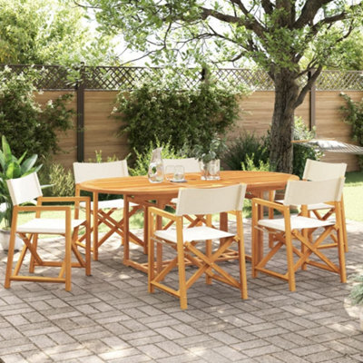 Berkfield 6 Piece Folding Garden Chairs Cream White Fabric - image 1