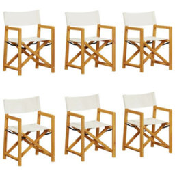 Berkfield 6 Piece Folding Garden Chairs Cream White Fabric - thumbnail 2