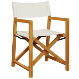 Berkfield 6 Piece Folding Garden Chairs Cream White Fabric - thumbnail 3