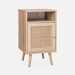 Sweeek - Pair Of Scandi-Style Bedside Tables With Cupboard Boheme Natural 39X40X70 Cm - thumbnail 2