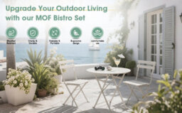 Mof 3-Piece Folding Bistro Set, Outdoor Garden Metal Table And Chairs, Powder-Coated Steel, 4 Colours Available (Grey) - thumbnail 8