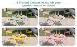 Mof 3-Piece Folding Bistro Set, Outdoor Garden Metal Table And Chairs, Powder-Coated Steel, 4 Colours Available (Grey) - thumbnail 9