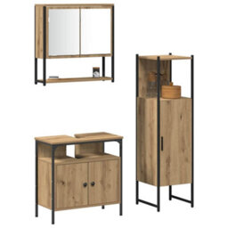 Berkfield 3 Piece Bathroom Furniture Set Artisan Oak Engineered Wood - thumbnail 3