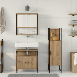 Berkfield 3 Piece Bathroom Furniture Set Artisan Oak Engineered Wood - thumbnail 4