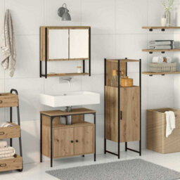 Berkfield 3 Piece Bathroom Furniture Set Artisan Oak Engineered Wood - thumbnail 1