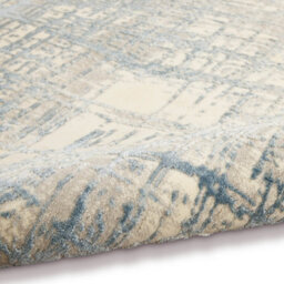 Ivory Blue Modern Easy To Clean Abstract Ruf For Bedroom Dining Room And Living Room-69 X 221Cm (Runner) - thumbnail 4