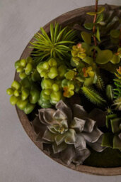 Orsina Mixed Succulent In Stone Effect Pot, Faux Multicoloured Succulent Arrangement In Rustic Grey Planter - thumbnail 5
