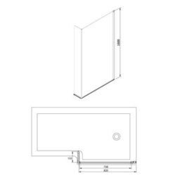 Plum&clay Lazaro Black L-Shape Pivot Bath Screen (W)820mm (H)1600mm - thumbnail 2