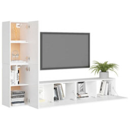 Berkfield 4 Piece Tv Cabinet Set White Engineered Wood - thumbnail 3