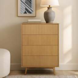 Teamson Home Tremolo Chest Of Drawers 4 Fluted Push-Open Drawer Bedroom Dresser, Natural - thumbnail 3
