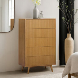 Teamson Home Tremolo Chest Of Drawers 4 Fluted Push-Open Drawer Bedroom Dresser, Natural - thumbnail 1