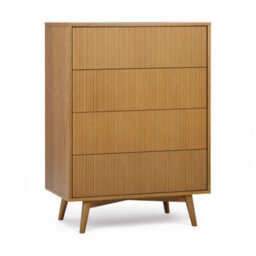 Teamson Home Tremolo Chest Of Drawers 4 Fluted Push-Open Drawer Bedroom Dresser, Natural - thumbnail 2