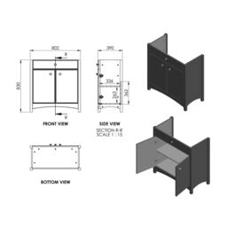 Exbury White Ash Freestanding Vanity Unit & Basin Set (W)810mm (H)835mm - thumbnail 2