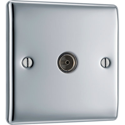 Bg Semi-Flush Single Flush-Mounted Tv Socket Gloss Chrome Effect - image 1