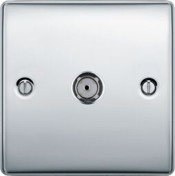 Bg Semi-Flush Single Flush-Mounted Tv Socket Gloss Chrome Effect - thumbnail 2