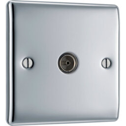 Bg Semi-Flush Single Flush-Mounted Tv Socket Gloss Chrome Effect
