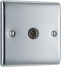 Bg Semi-Flush Single Flush-Mounted Tv Socket Gloss Chrome Effect - thumbnail 3