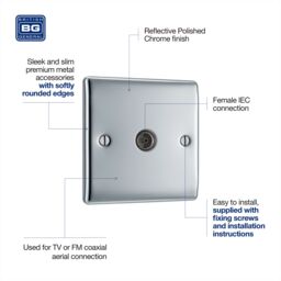 Bg Semi-Flush Single Flush-Mounted Tv Socket Gloss Chrome Effect - thumbnail 9