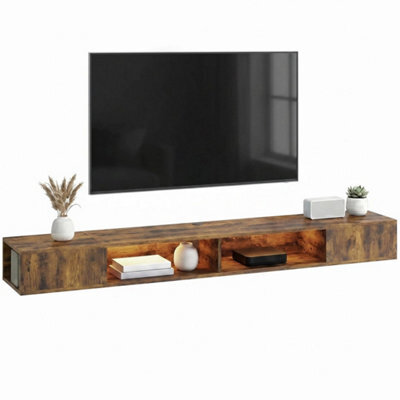 Tv Stand With Rgb Led Lights For 75-Inch Tv, Rustic Brown - image 1