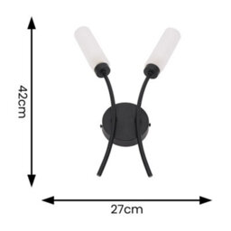 Valuelights Maya Pair - 2 Way Curved Matt Black Wall Light Fitting For Living Room Lounge Hallway - thumbnail 6