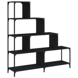 Berkfield Sturdy Bookcase 4-Stair Black 139X33.5X149 Cm Engineered Wood - thumbnail 1