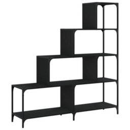 Berkfield Sturdy Bookcase 4-Stair Black 139X33.5X149 Cm Engineered Wood - thumbnail 7