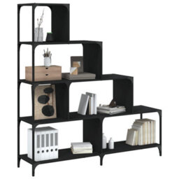 Berkfield Sturdy Bookcase 4-Stair Black 139X33.5X149 Cm Engineered Wood - thumbnail 2