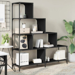 Berkfield Sturdy Bookcase 4-Stair Black 139X33.5X149 Cm Engineered Wood - thumbnail 3