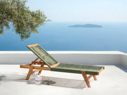 Beliani Sun Lounger Prossedi Reclining Acacia Wood Green - thumbnail 2