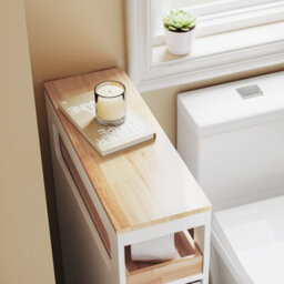 Sobuy Bathroom Side Cabinet With 4 Drawers And Wheels 25.6X9.1X32.3 Inch Load Capacity 40 Kg Bzr54-Iii-Nw - White - thumbnail 6