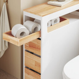 Sobuy Bathroom Side Cabinet With 4 Drawers And Wheels 25.6X9.1X32.3 Inch Load Capacity 40 Kg Bzr54-Iii-Nw - White - thumbnail 7