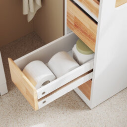 Sobuy Bathroom Side Cabinet With 4 Drawers And Wheels 25.6X9.1X32.3 Inch Load Capacity 40 Kg Bzr54-Iii-Nw - White - thumbnail 9