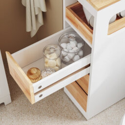 Sobuy Bathroom Side Cabinet With 4 Drawers And Wheels 25.6X9.1X32.3 Inch Load Capacity 40 Kg Bzr54-Iii-Nw - White - thumbnail 8