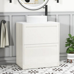 Royal Bathrooms Royal Bathroom Elmore 700mm Classic White Freestanding Countertop Bathroom Vanity Unit 2 Drawer With Round Basin - thumbnail 1