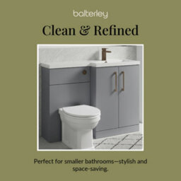 Balterley Right-Hand Bathroom Vanity And Wc Unit Combination With Basin - 1100mm - Satin Grey With Brushed Bronze Handles - thumbnail 7
