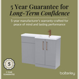 Balterley Right-Hand Bathroom Vanity And Wc Unit Combination With Basin - 1100mm - Satin Grey With Brushed Bronze Handles - thumbnail 6
