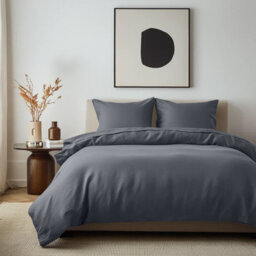 Imperial Rooms Plain Dyed Charcoal King Duvet Cover With Pillow Case Set Soft Bedding Cover Set - thumbnail 1