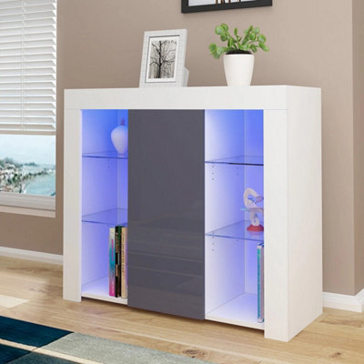 White And Grey Modern High Gloss Led Tv Cabinet - image 1