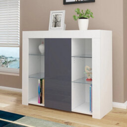 White And Grey Modern High Gloss Led Tv Cabinet - thumbnail 3