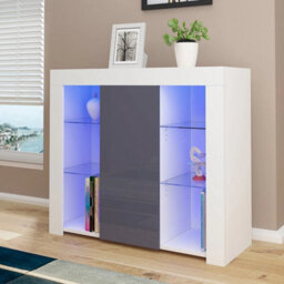 White And Grey Modern High Gloss Led Tv Cabinet - thumbnail 1