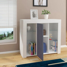 White And Grey Modern High Gloss Led Tv Cabinet - thumbnail 4