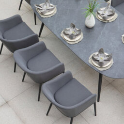 Luna 8 Seat Outdoor Fabric Oval Dining Set In Grey - thumbnail 5