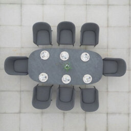 Luna 8 Seat Outdoor Fabric Oval Dining Set In Grey - thumbnail 4